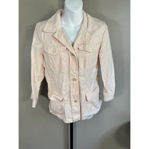 Ralph Lauren Pink Blue Denim Trucker Jacket Size MediumPolo Jeans Co Bsrbie Core - Picture 1 of 7